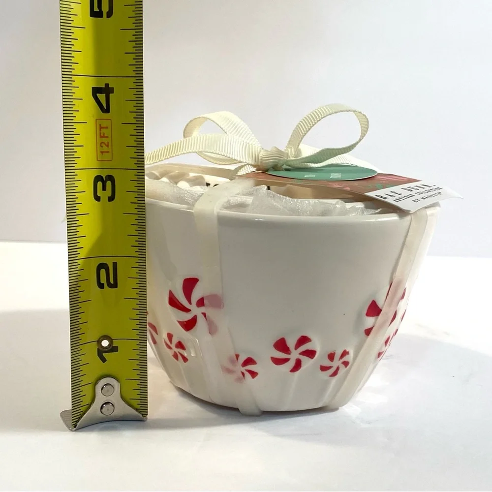 Rae Dunn Classic White + Red Peppermint Candy Suckers Ceramic Measuring Cups Set